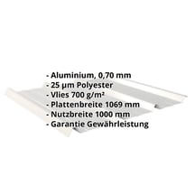 Trapezblech 45/333 | Dach | Anti-Tropf 700 g/m² | Aluminium 0,70 mm | 25 µm Polyester | 9006 - Weißaluminium #2