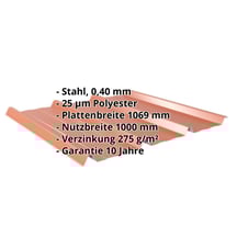 Trapezblech 45/333 | Dach | Sonderposten | Stahl 0,40 mm | 25 µm Polyester | 8004 - Kupferbraun #2