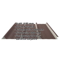 Trapezblech 45/333 | Dach Stahl 0,50 mm | 60 µm Puramid | 8017 - Schokoladenbraun Trapezblech 45/333 | Dach | Stahl 0,50 mm | 60 µm Puramid | 8017 - Schokoladenbraun #2