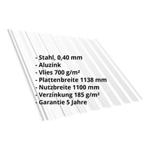 Trapezblech T18DR | Dach | Anti-Tropf 700 g/m² | Stahl 0,40 mm | Aluzink | Silbergrau #2