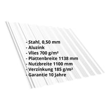 Trapezblech T18DR | Dach | Anti-Tropf 700 g/m² | Stahl 0,50 mm | Aluzink | Silbergrau #2