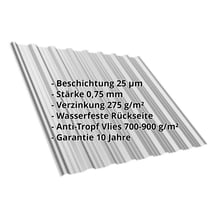 Trapezblech T18DR | Dach | Anti-Tropf 700 g/m² | Stahl 0,75 mm | 25 µm Polyester | 9006 - Weißaluminium #2