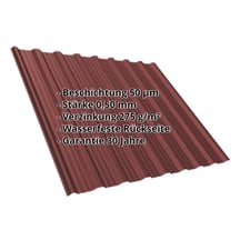 Trapezblech T18DR | Dach Stahl 0,50 mm | 50 µm PURLAK® | 8012 - Rotbraun Trapezblech T18DR | Dach | Stahl 0,50 mm | 50 µm PURLAK® | 8012 - Rotbraun #2