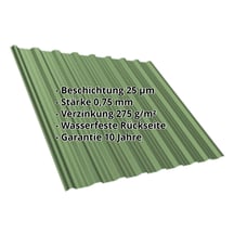 Trapezblech T18DR | Dach | Stahl 0,75 mm | 25 µm Polyester | 6011 - Resedagrün #2