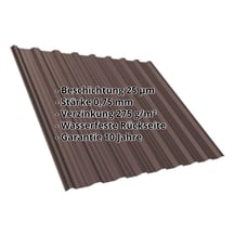 Trapezblech T18DR | Dach | Stahl 0,75 mm | 25 µm Polyester | 8017 - Schokoladenbraun #2