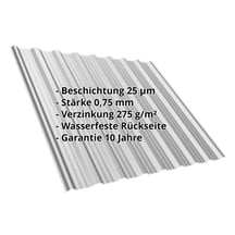 Trapezblech T18DR | Dach | Stahl 0,75 mm | 25 µm Polyester | 9006 - Weißaluminium #2