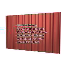 Trapezblech T18DR | Wand Stahl 0,50 mm | 35 µm Mattpolyester | 028 - Kirschrot Trapezblech T18DR | Wand | Stahl 0,50 mm | 35 µm Mattpolyester | 028 - Kirschrot #2