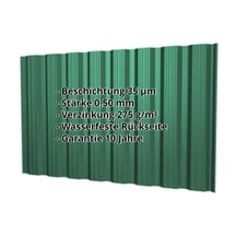 Trapezblech T18DR | Wand | Stahl 0,50 mm | 35 µm Mattpolyester | 6005 - Moosgrün #2
