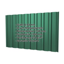 Trapezblech T18DR | Wand Stahl 0,50 mm | 35 µm Mattpolyester | 6005 - Moosgrün Trapezblech T18DR | Wand | Stahl 0,50 mm | 35 µm Mattpolyester | 6005 - Moosgrün #2