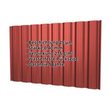 Trapezblech T18DR | Wand | Stahl 0,40 mm | 25 µm Polyester | 028 - Kirschrot #2