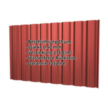 Trapezblech T18DR | Wand | Stahl 0,50 mm | 25 µm Polyester | 028 - Kirschrot #2
