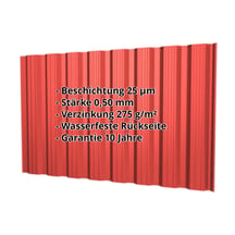 Trapezblech T18DR | Wand | Stahl 0,50 mm | 25 µm Polyester | 3016 - Korallenrot #2