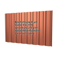 Trapezblech T18DR | Wand | Stahl 0,63 mm | 25 µm Polyester | 8004 - Kupferbraun #2