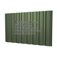 Trapezblech T18DR | Wand | Stahl 0,75 mm | 25 µm Polyester | 6020 - Chromoxidgrün #2