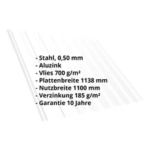 Trapezblech T20M | Dach | Anti-Tropf 700 g/m² | Stahl 0,50 mm | Aluzink | Silbergrau #2