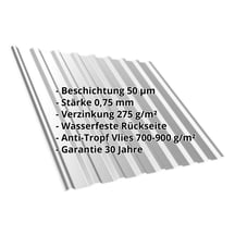 Trapezblech T20M | Dach | Anti-Tropf 700 g/m² | Stahl 0,75 mm | 50 µm PURLAK® | 9006 - Weißaluminium #2