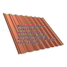 Trapezblech T20M | Dach | Anti-Tropf 700 g/m² | Stahl 0,50 mm | 50 µm PURMAT® | 750 - Ziegelrot #2