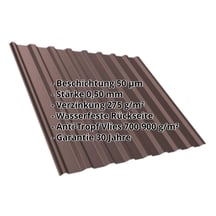 Trapezblech T20M | Dach | Anti-Tropf 700 g/m² | Stahl 0,50 mm | 50 µm PURMAT® | 8017 - Schokoladenbraun #2