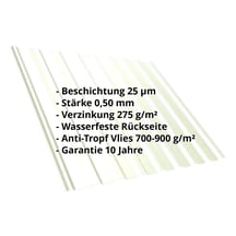 Trapezblech T20M | Dach | Anti-Tropf 700 g/m² | Stahl 0,50 mm | 25 µm Polyester | 9002 - Grauweiß #2