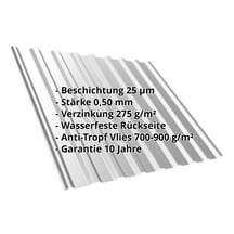 Trapezblech T20M | Dach | Anti-Tropf 700 g/m² | Stahl 0,50 mm | 25 µm Polyester | 9006 - Weißaluminium #2