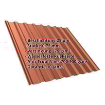 Trapezblech T20M | Dach | Anti-Tropf 700 g/m² Stahl 0,75 mm | 25 µm Polyester | 8004 - Kupferbraun Trapezblech T20M | Dach | Anti-Tropf 700 g/m² | Stahl 0,75 mm | 25 µm Polyester | 8004 - Kupferbraun #2