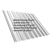 Trapezblech T20M | Dach | Stahl 0,63 mm | 50 µm PURLAK® | 9006 - Weißaluminium #2