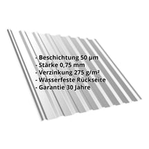 Trapezblech T20M | Dach | Stahl 0,75 mm | 50 µm PURLAK® | 9006 - Weißaluminium #2