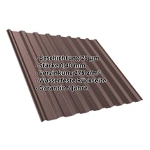 Trapezblech T20M | Dach | Stahl 0,40 mm | 25 µm Polyester | 8017 - Schokoladenbraun #2