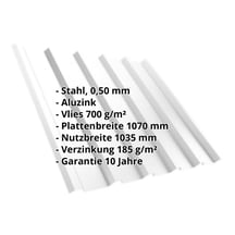 Trapezblech T35/207M | Dach | Anti-Tropf 700 g/m² | Stahl 0,50 mm | Aluzink | Silbergrau #2