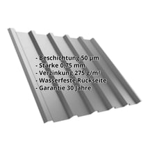 Trapezblech T35/207MD | Dach | Stahl 0,75 mm | 50 µm PURLAK® | 9006 - Weißaluminium #2