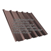 Trapezblech T35DR | Dach | Anti-Tropf 700 g/m² | Stahl 0,50 mm | 35 µm Mattpolyester | 8017 - Schokoladenbraun #2