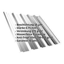 Trapezblech T35DR | Dach | Anti-Tropf 700 g/m² | Stahl 0,75 mm | 25 µm Polyester | 9006 - Weißaluminium #2