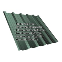 Trapezblech T35DR | Dach Stahl 0,50 mm | 35 µm Mattpolyester | 6005 - Moosgrün Trapezblech T35DR | Dach | Stahl 0,50 mm | 35 µm Mattpolyester | 6005 - Moosgrün #2