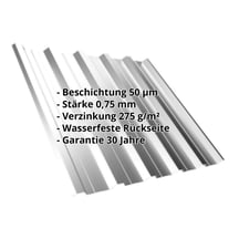 Trapezblech T35DR | Dach | Stahl 0,75 mm | 50 µm PURLAK® | 9006 - Weißaluminium #2