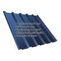 Trapezblech T35DR | Dach | Stahl 0,50 mm | 25 µm Polyester | 5010 - Enzianblau #2