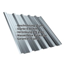 Trapezblech T35DR | Dach | Stahl 0,50 mm | 25 µm Polyester | 7000 - Fehgrau #2