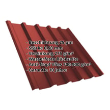 Trapezblech T35M | Dach | Anti-Tropf 700 g/m² | Stahl 0,50 mm | 25 µm Polyester | 028 - Kirschrot #2
