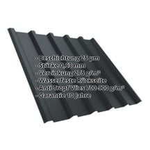 Trapezblech T35M | Dach | Anti-Tropf 700 g/m² Stahl 0,63 mm | 25 µm Polyester | 7016 - Anthrazitgrau Trapezblech T35M | Dach | Anti-Tropf 700 g/m² | Stahl 0,63 mm | 25 µm Polyester | 7016 - Anthrazitgrau #2