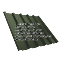 Trapezblech T35M | Dach | Anti-Tropf 700 g/m² | Stahl 0,75 mm | 25 µm Polyester | 6020 - Chromoxidgrün #2