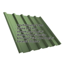 Trapezblech T35M | Dach | Anti-Tropf 700 g/m² Stahl 0,75 mm | 25 µm Polyester | 6011 - Resedagrün Trapezblech T35M | Dach | Anti-Tropf 700 g/m² | Stahl 0,75 mm | 25 µm Polyester | 6011 - Resedagrün #2