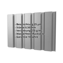 Trapezblech T35M | Wand | Stahl 0,50 mm | 25 µm Polyester | 9006 - Weißaluminium #2