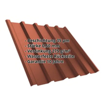 Trapezblech T35MD | Dach | Stahl 0,50 mm | 35 µm Mattpolyester | 750 - Ziegelrot #2