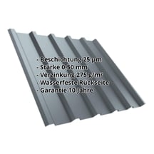 Trapezblech T35MD | Dach | Stahl 0,50 mm | 25 µm Polyester | 7000 - Fehgrau #2