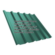 Trapezblech T35MD | Dach | Stahl 0,63 mm | 25 µm Polyester | 6005 - Moosgrün #2