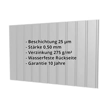 Trapezblech T7M | Wand | Stahl 0,50 mm | 25 µm Polyester | 9006 - Weißaluminium #2