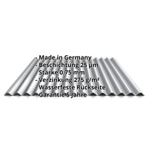Wellblech 18/1064 | Dach | Aktionsblech | Stahl 0,75 mm | 25 µm Polyester | 9006 - Weißaluminium #2