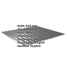 Wellblech 18/1064 | Dach | Anti-Tropf 1000 g/m² | Stahl 0,63 mm | 25 µm Polyester | 6020 - Chromoxidgrün #2