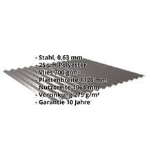 Wellblech 18/1064 | Dach | Anti-Tropf 700 g/m² | Stahl 0,63 mm | 25 µm Polyester | 8017 - Schokoladenbraun #2