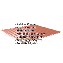 Wellblech 18/1064 | Dach | Anti-Tropf 700 g/m² | Stahl 0,50 mm | 60 µm Puramid | 8004 - Kupferbraun #2