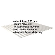 Wellblech 18/1064 | Dach Aluminium 0,70 mm | 25 µm Polyester | 9006 - Weißaluminium Wellblech 18/1064 | Dach | Aluminium 0,70 mm | 25 µm Polyester | 9006 - Weißaluminium #2